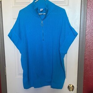 Lane Bryant Livi Vibrant Teal Zip-Up Sweater
